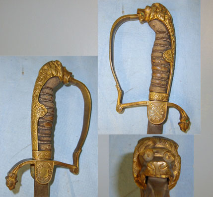  Imperial German WW1 Era Kinder (Child’s) Dress Sabre With Lion’s Head Pommel Sca Sword