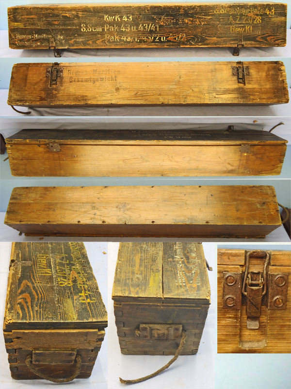 Rare German WW2 8.8cm (88 x 822R) King Tiger H/E. High Explosive Round Wooden Transit Case For The Tiger ll Tank, PaK 43 and KwK43 Guns. Sn - O 2066 Rare German WW2 8.8cm (88 x 822R) King Tiger H/E. High Explosive Round Wooden Transit Case For The Tiger ll Tank, PaK 43 and KwK43 Guns. Sn - O 2066  Other Ammunition