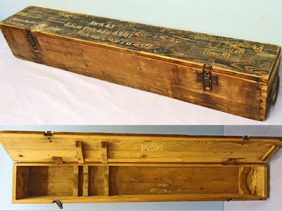 Rare German WW2 8.8cm (88 x 822R) King Tiger H/E. High Explosive Round Wooden Transit Case For The Tiger ll Tank, PaK 43 and KwK43 Guns. Sn - O 2066 Rare German WW2 8.8cm (88 x 822R) King Tiger H/E. High Explosive Round Wooden Transit Case For The Tiger ll Tank, PaK 43 and KwK43 Guns. Sn - O 2066  Other Ammunition