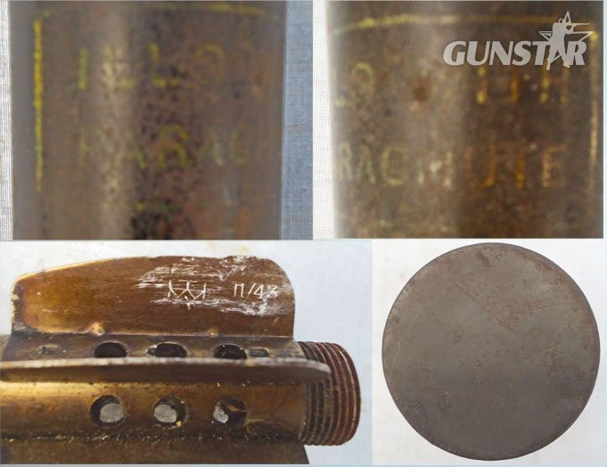 DEACTIVATED INERT. Unfired, British, 1943 Dated, 2 Inch illuminating Mortor. - O 2203 DEACTIVATED INERT. Unfired, British, 1943 Dated, 2 Inch illuminating Mortor. - O 2203  Other Ammunition