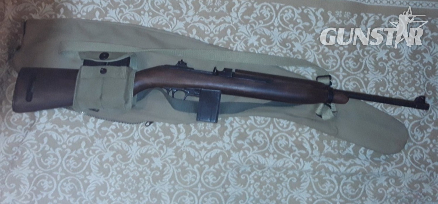 Denix M1 CARBINE COMPLETE WITH CANVAS VASILE CASE/SLING/ SPARE CLIP POUCH NICELY AGED - Non-firing in 
