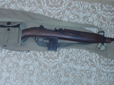 Denix M1 CARBINE COMPLETE WITH CANVAS VASILE CASE/SLING/ SPARE CLIP POUCH NICELY AGED - Non-firing