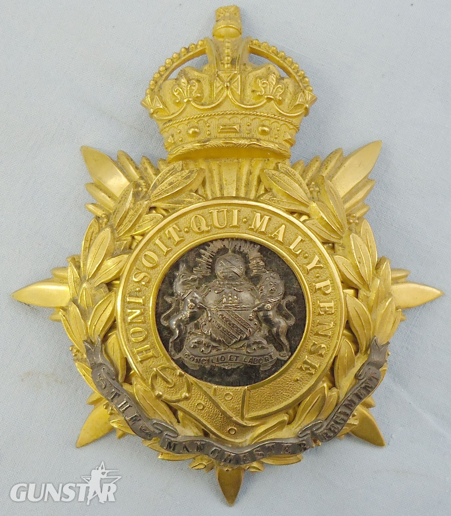 Post ‘1901’ Kings Crown Officers Silver Gilt ‘Manchester Regiment’ Helmet Plate. 19289:10 Post ‘1901’ Kings Crown Officers Silver Gilt ‘Manchester Regiment’ Helmet Plate. 19289:10 Antique & Militaria in 