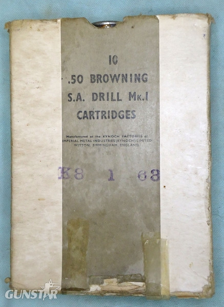 Kynoch INERT DEACTIVATED. Factory Box Of 10 Kynoch, Cartridges, Cartridges. S.A. Drill .50 inch Browning Mark I. Sn - 20081  Other Ammunition - {CATEGORY} in 