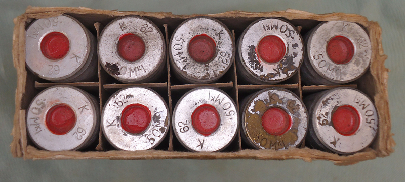 Kynoch INERT DEACTIVATED. Factory Box Of 10 Kynoch, Cartridges, Cartridges. S.A. Drill .50 inch Browning Mark I. Sn - 20081  Other Ammunition