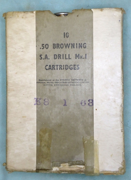 Kynoch INERT DEACTIVATED. Factory Box Of 10 Kynoch, Cartridges, Cartridges. S.A. Drill .50 inch Browning Mark I. Sn - 20081  Other Ammunition - {CATEGORY} in 