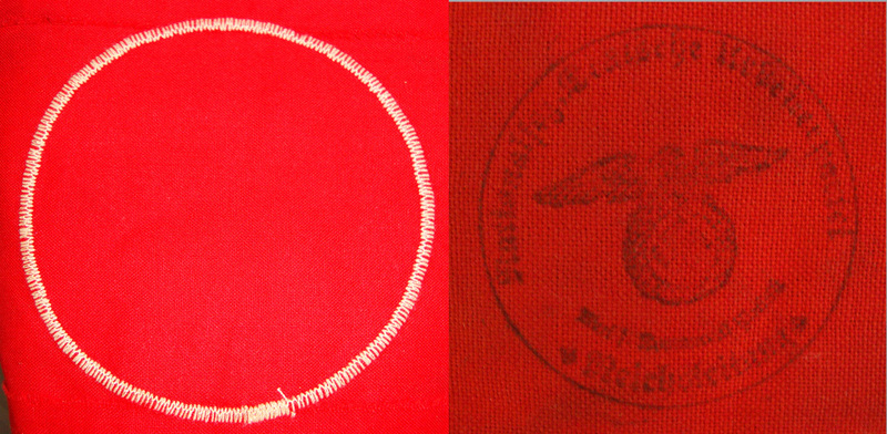 Original, Nazi NSDAP (National Socialist German Workers Party) 2 Piece Construction Arm Band With Nazi Ink Stamp  Other Accessory