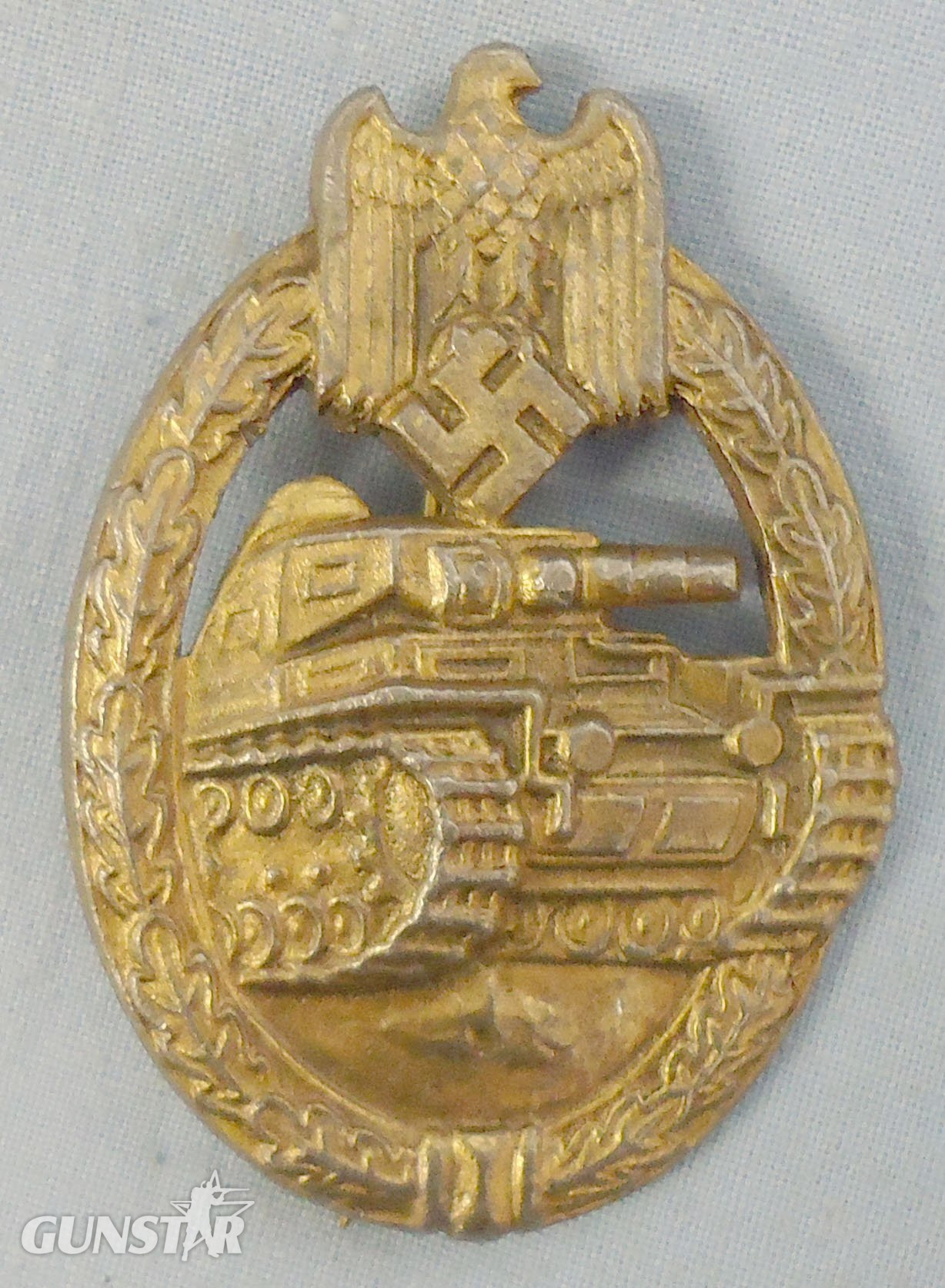Nazi WWII Bronze Tank Battle Badge by Frank & Reif, Stuttgart. 22103. Nazi WWII Bronze Tank Battle Badge by Frank & Reif, Stuttgart. 22103.  Antique & Militaria in 