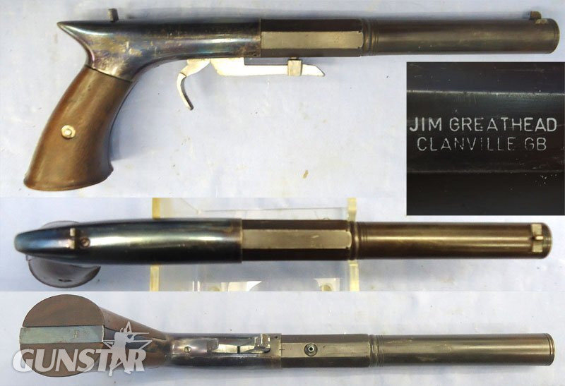 Jim Greathead of Clanville, England, made, U.S. Under hammer Percussion Boot Pistol as used by Gamblers in the mid 19th Centuary. (1 of 750 made) **UK 2018 DEACTIVATION CERTIFICATED** Sn - 22786 Jim Greathead of Clanville, England, made, U.S. Under hammer Percussion Boot Pistol as used by Gamblers in the mid 19th Centuary. (1 of 750 made) **UK 2018 DEACTIVATION CERTIFICATED** Sn - 22786 Various Single Shot in 