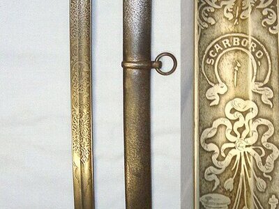 Victorian, British Ordnance Scarboro Rifles (Scarborough North Yorkshire) Pattern 1827 Volunteer Rifle Brigade Officer's Sword With Etched Blade By Hart & Hill, Scarboro & Scabbard. Sn 23156 Sword