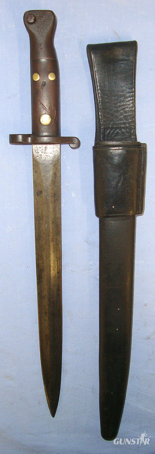 VERY RARE**Boer War Era 1890-1898 Dated British WD 3 Rivet, Mark 1, 1st Type 1888 Pattern Lee Metford Rifle Sword Bayonet With Enfield WD Naval ‘N’ Marked Land Pattern Scabbard. Sn 23108  Bayonet in 