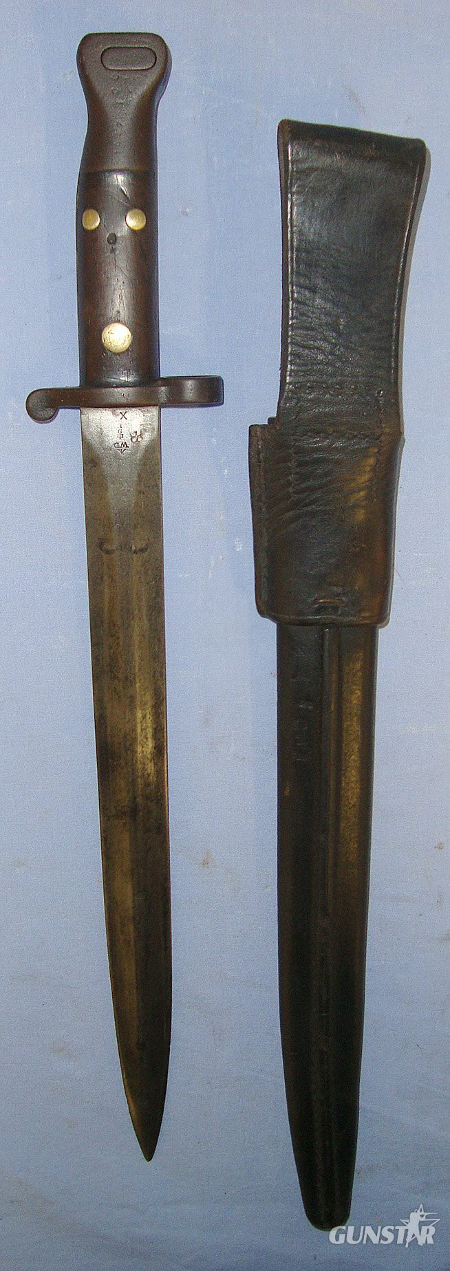  VERY RARE**Boer War Era 1890-1898 Dated British WD 3 Rivet, Mark 1, 1st Type 1888 Pattern Lee Metford Rifle Sword Bayonet With Enfield WD Naval ‘N’ Marked Land Pattern Scabbard. Sn 23108  Bayonet