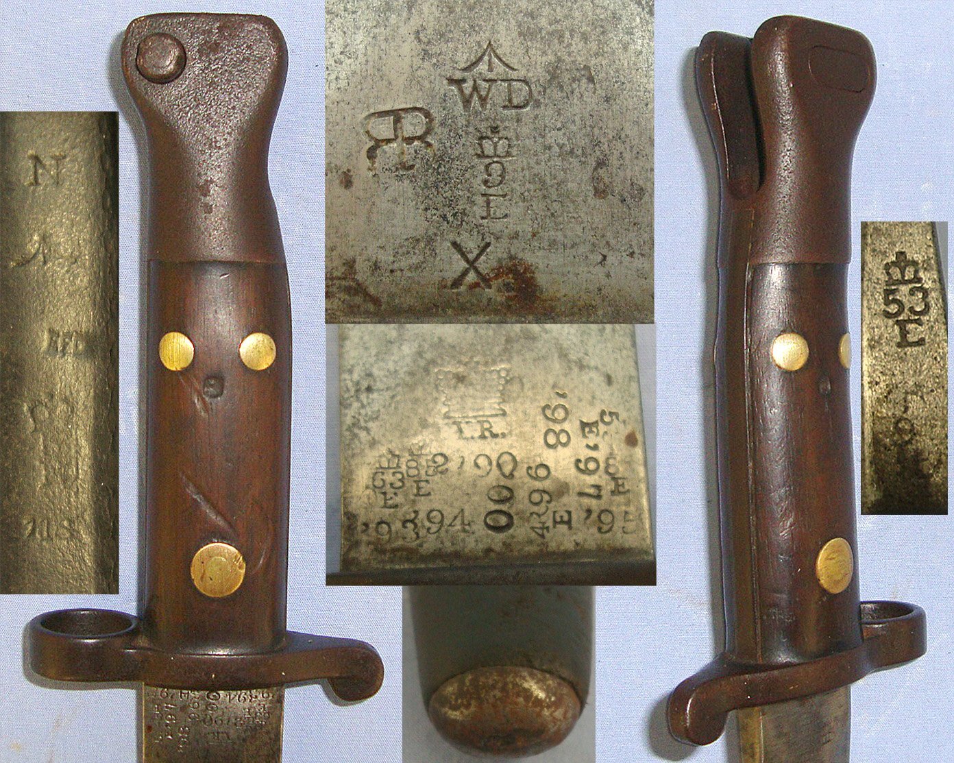 VERY RARE**Boer War Era 1890-1898 Dated British WD 3 Rivet, Mark 1, 1st Type 1888 Pattern Lee Metford Rifle Sword Bayonet With Enfield WD Naval ‘N’ Marked Land Pattern Scabbard. Sn 23108  Bayonet
