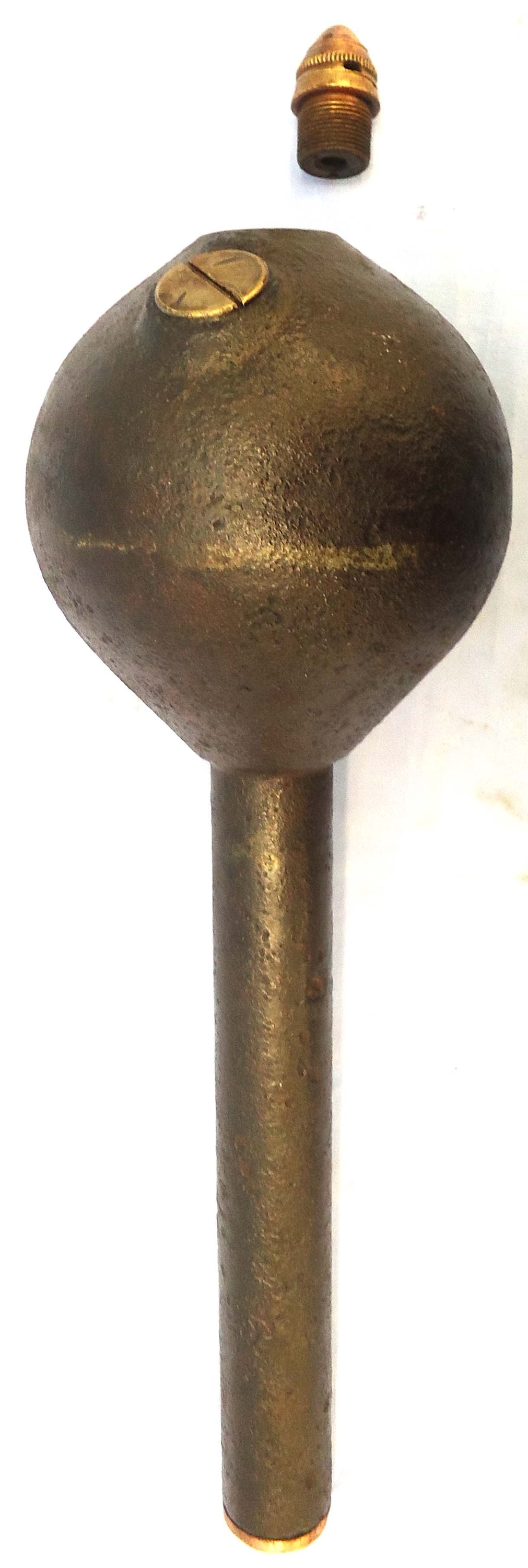  INERT DEACTIVATED. Extremely Rare, WW1 British Small Sized Vickers 1.59 Inch Toffee Apple Mortar. O 2331 INERT DEACTIVATED. Extremely Rare, WW1 British Small Sized Vickers 1.59 Inch Toffee Apple Mortar. O 2331 Various Other Ammunition