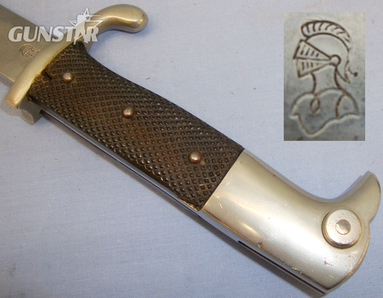German Luftwaffe ‘M98’ Sawback Dress Bayonet with Steel Scabbard and Brown Leather Frog. BAYO 243. Bayonet