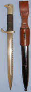 German Luftwaffe ‘M98’ Sawback Dress Bayonet with Steel Scabbard and Brown Leather Frog. BAYO 243. Bayonet