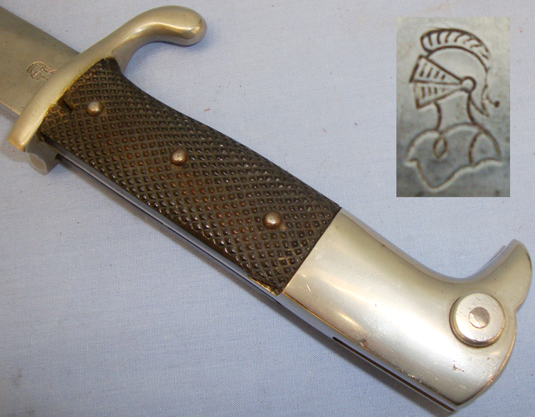 German Luftwaffe ‘M98’ Sawback Dress Bayonet with Steel Scabbard and Brown Leather Frog. BAYO 243. Bayonet