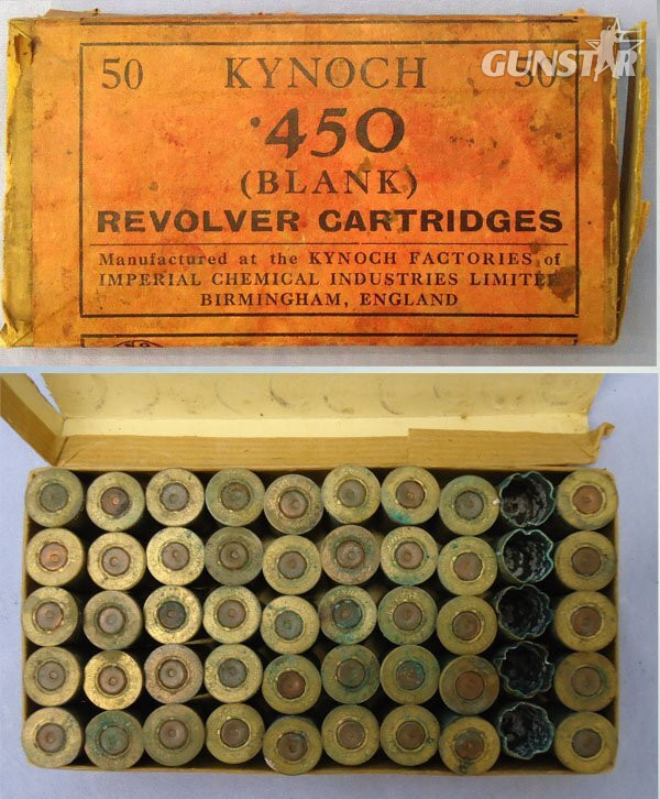 Kynoch British Kynoch Box of 50 Fired .450” Blank Pistol Cartridges. - O 2134  Other Ammunition in 