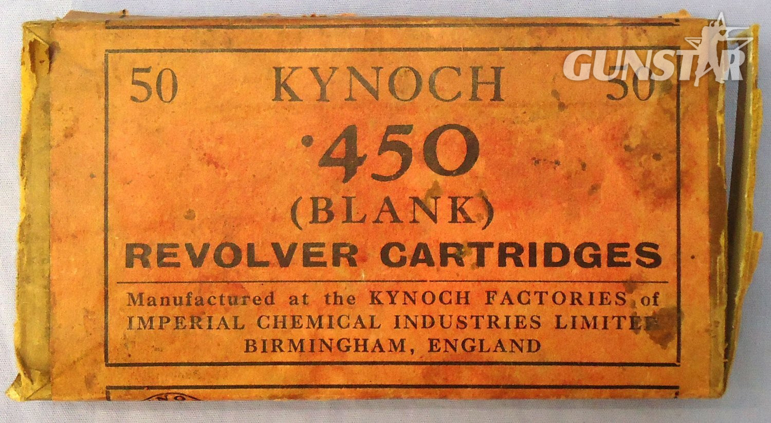Kynoch British Kynoch Box of 50 Fired .450” Blank Pistol Cartridges. - O 2134  Other Ammunition - {CATEGORY} in 