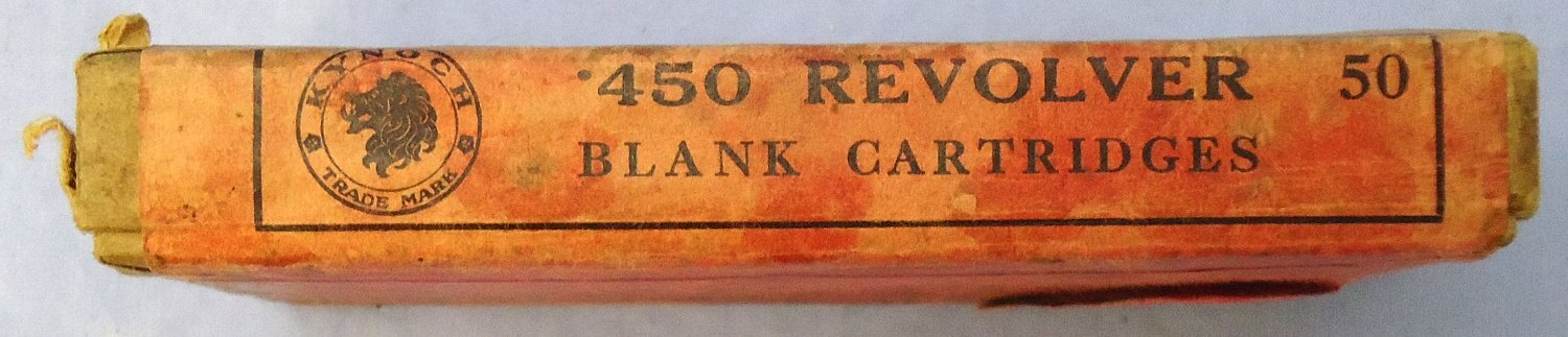 Kynoch British Kynoch Box of 50 Fired .450” Blank Pistol Cartridges. - O 2134  Other Ammunition - {CATEGORY}