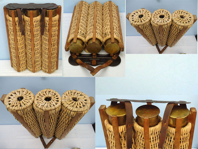 INERT DEACTIVATED. Rare, WW1, Imperial German Three Round Wicker & Wood Basket Containing Three Fired 77mm(77x227R) Field Gun Cartridge Cases. - 17356 INERT DEACTIVATED. Rare, WW1, Imperial German Three Round Wicker & Wood Basket Containing Three Fired 77mm(77x227R) Field Gun Cartridge Cases. - 17356  Other