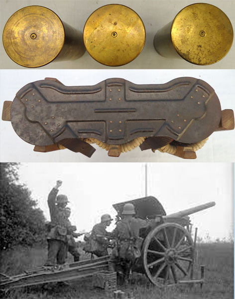 INERT DEACTIVATED. Rare, WW1, Imperial German Three Round Wicker & Wood Basket Containing Three Fired 77mm(77x227R) Field Gun Cartridge Cases. - 17356 INERT DEACTIVATED. Rare, WW1, Imperial German Three Round Wicker & Wood Basket Containing Three Fired 77mm(77x227R) Field Gun Cartridge Cases. - 17356  Other Ammunition