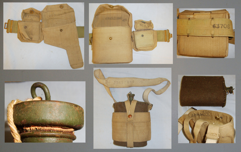 A Collection of Officers Dated WWII Equipment Holders Including - Webbing Utility Belt with Holster, Binocular Holder and Ammunition Pouches – Water Bottle with Carrying Case and Strap and Map Case Including Instruments. A 1097. A Collection of Officers Dated WWII Equipment Holders Including - Webbing Utility Belt with Holster, Binocular Holder and Ammunition Pouches – Water Bottle with Carrying Case and Strap and Map Case Including Instruments. A 1097. Other Accessory