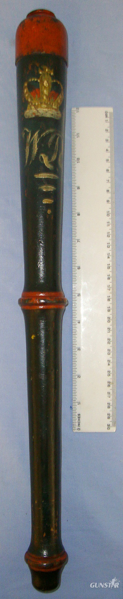 1830-1837 William IV Ebonised Wood Wood Baluster Type Police Truncheon With Hand Painted Decoration. Sn 21068  Antique & Militaria in 