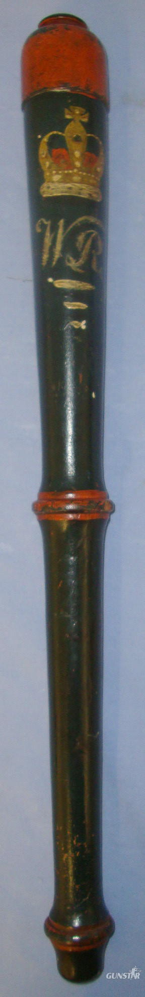  1830-1837 William IV Ebonised Wood Wood Baluster Type Police Truncheon With Hand Painted Decoration. Sn 21068  Antique & Militaria
