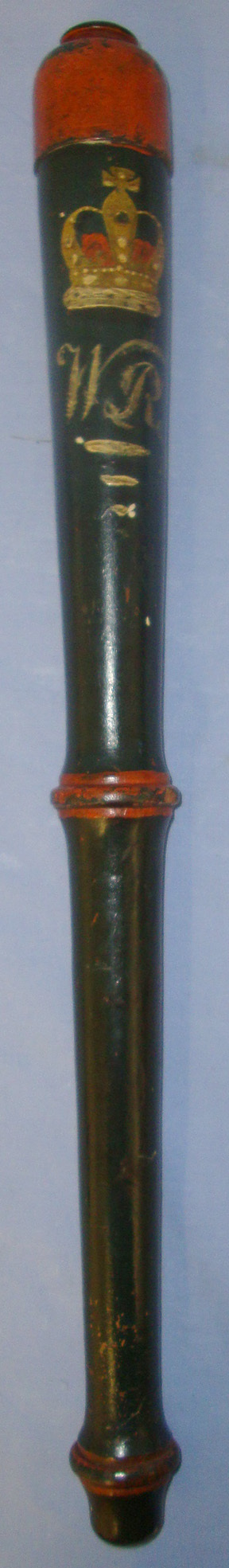  1830-1837 William IV Ebonised Wood Wood Baluster Type Police Truncheon With Hand Painted Decoration. Sn 21068  Antique & Militaria
