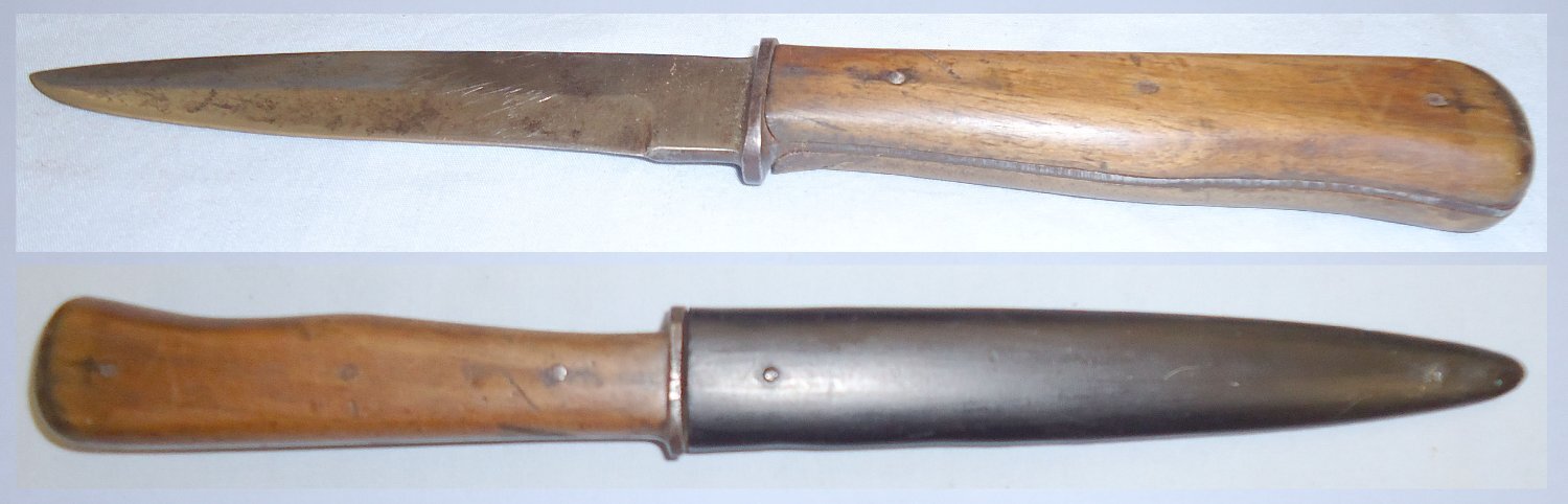 German WWII Fighting/Trench Knife & Scabbard (Shortened) 8424:5. Dagger