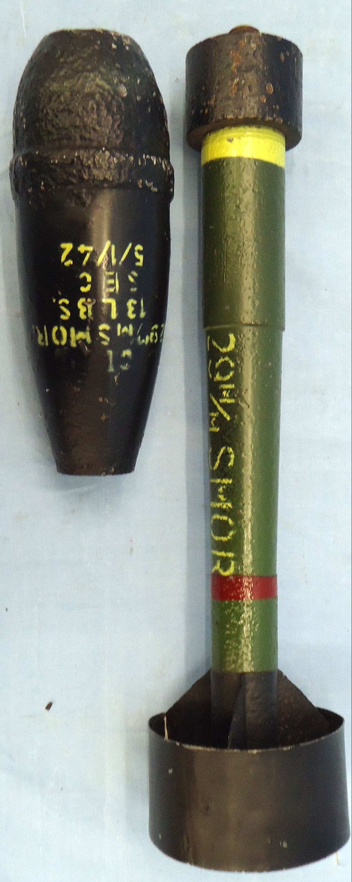 INERT DEACTIVATED. Rare, British WW2, 29mm Blacker Bombard Spigot Practice HE (High Explosive) Mortar fitted with a 3 Inch Mortar Body. Sn - 22846:82 INERT DEACTIVATED. Rare, British WW2, 29mm Blacker Bombard Spigot Practice HE (High Explosive) Mortar fitted with a 3 Inch Mortar Body. Sn - 22846:82  Other Ammunition