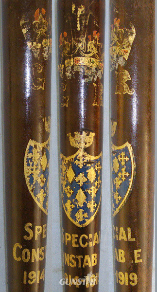 WW1 1914 – 1919 Dated, Stockport County Special Constable’s Polychrome Decorated Lignum Vitae Tropical Hardwood Truncheon  Antique & Militaria