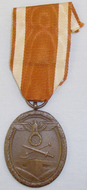 WWII Nazi Issue West Wall Medal and Ribbon. N 113. WWII Nazi Issue West Wall Medal and Ribbon. N 113. Antique & Militaria