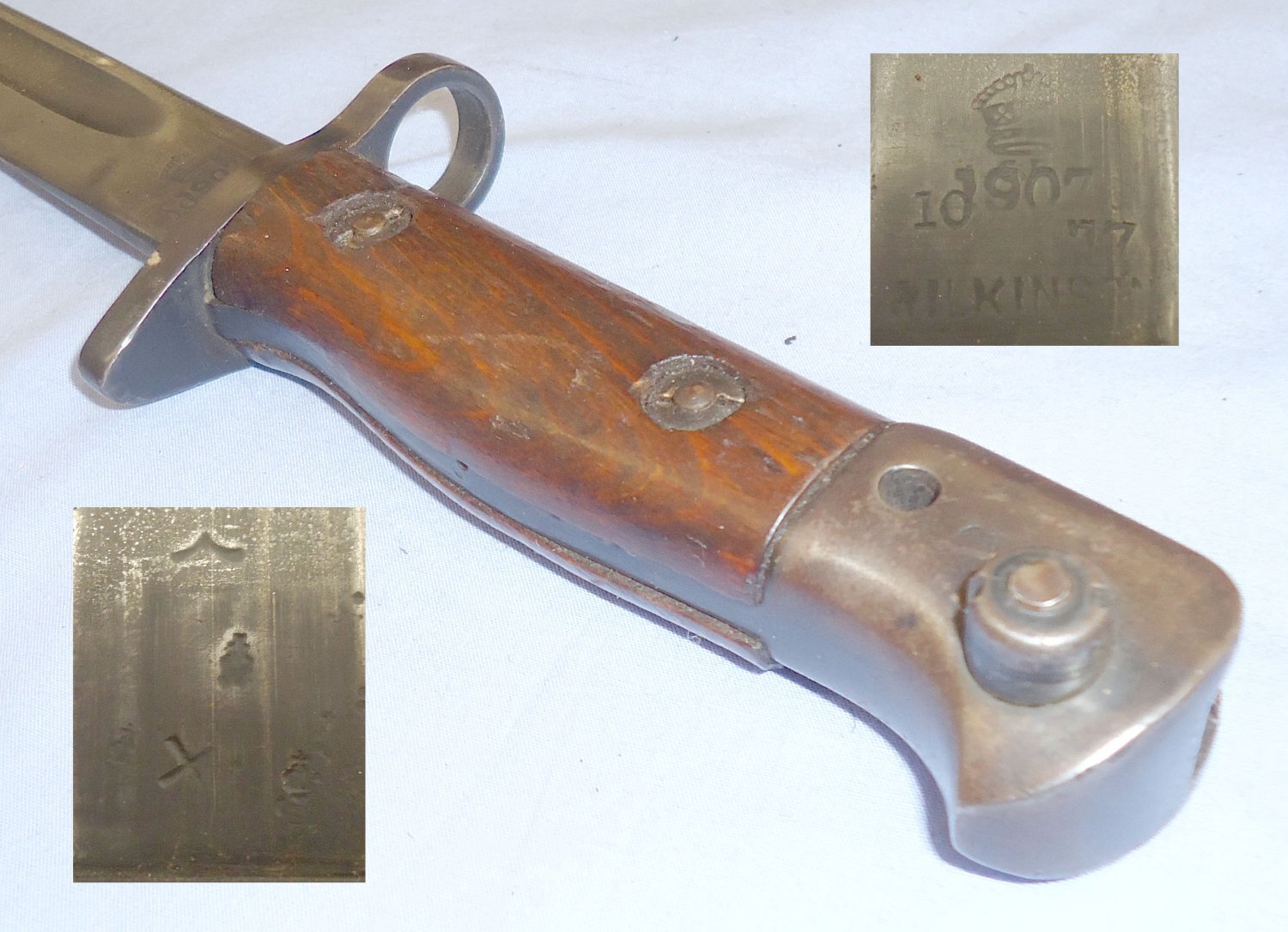 WWI Dated P1907 Bayonet with 2nd Pattern Scabbard with Brass Fittings by Wilkinson. BAYO 402. Bayonet