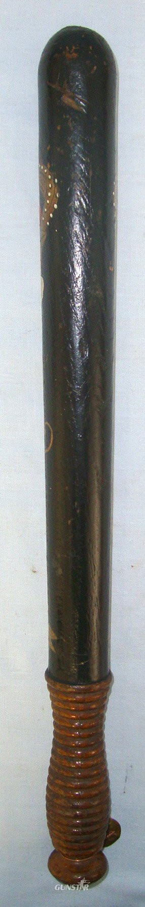 Victorian Era Scottish Aberdeen City Police Constabulary Queen’s Crown Hand Painted Decoration Ebonised Wood Police Truncheon With Collection Number Brass Tag 120 ** FROM THE GEORGE RALPH LEYLAND COLLECTION OF TRUNCHEONS & TIPSTAFFS** Sn 22811 Antique & Militaria