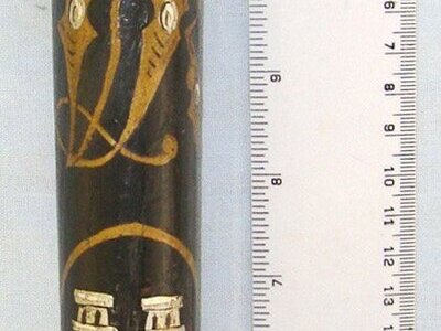 Victorian Era Scottish Aberdeen City Police Constabulary Queen’s Crown Hand Painted Decoration Ebonised Wood Police Truncheon With Collection Number Brass Tag 120 ** FROM THE GEORGE RALPH LEYLAND COLLECTION OF TRUNCHEONS & TIPSTAFFS** Sn 22811 Antique & Militaria