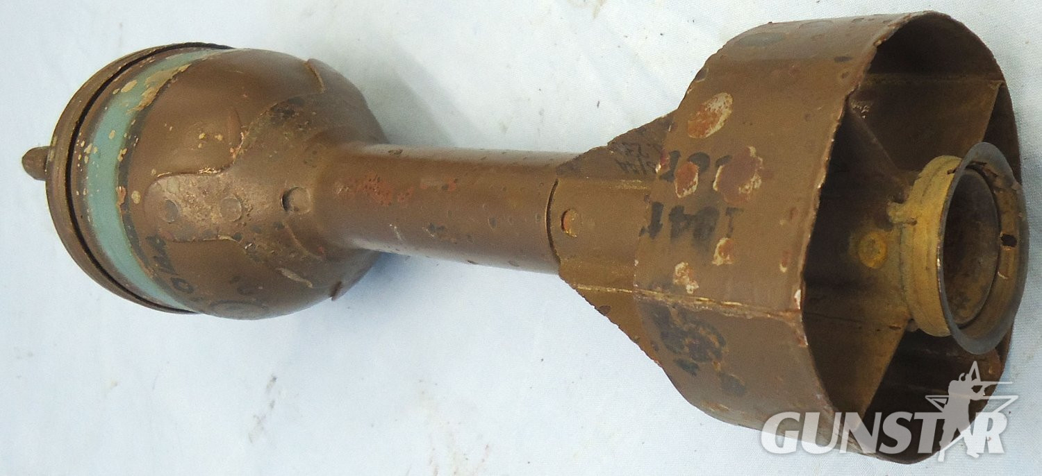 {CATEGORY} - INERT DEACTIVATED. British WW2, 1944 Dated, PIAT Mark IV, (Projector Infantry Anti-tank) HEAT (High Explosive Anti Tank) Round & Fuze. Sn 23341 INERT DEACTIVATED. British WW2, 1944 Dated, PIAT Mark IV, (Projector Infantry Anti-tank) HEAT (High Explosive Anti Tank) Round & Fuze. Sn 23341 Various Other Ammunition