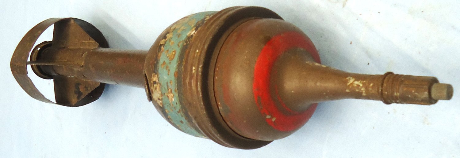 {CATEGORY} - INERT DEACTIVATED. British WW2, 1944 Dated, PIAT Mark IV, (Projector Infantry Anti-tank) HEAT (High Explosive Anti Tank) Round & Fuze. Sn 23341 INERT DEACTIVATED. British WW2, 1944 Dated, PIAT Mark IV, (Projector Infantry Anti-tank) HEAT (High Explosive Anti Tank) Round & Fuze. Sn 23341 Various Other Ammunition in 
