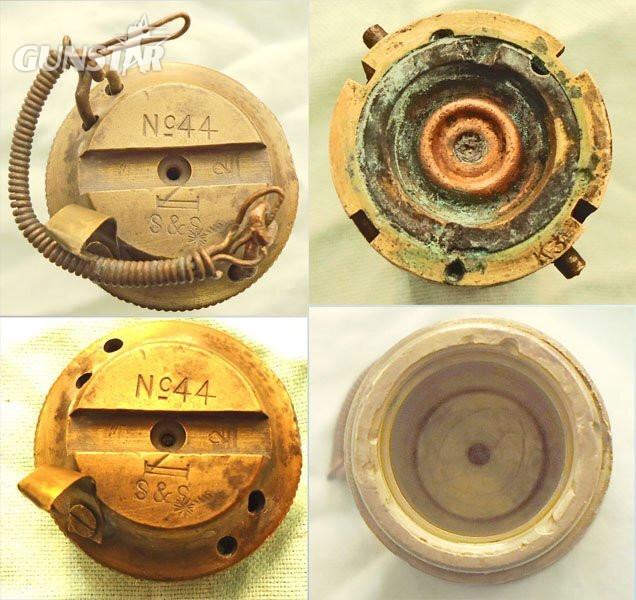  INERT DEACTIVATED. Rare, British, WW1, (1915 Dated), Unfired, British No 44 Mark II Percussion Nose Fuze & Transit Cap For High Explosive & Smoke Rounds. - O 2198 INERT DEACTIVATED. Rare, British, WW1, (1915 Dated), Unfired, British No 44 Mark II Percussion Nose Fuze & Transit Cap For High Explosive & Smoke Rounds. - O 2198  Other Ammunition