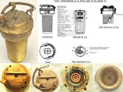 INERT DEACTIVATED. Rare, British, WW1, (1915 Dated), Unfired, British No 44 Mark II Percussion Nose Fuze & Transit Cap For High Explosive & Smoke Rounds. - O 2198 INERT DEACTIVATED. Rare, British, WW1, (1915 Dated), Unfired, British No 44 Mark II Percussion Nose Fuze & Transit Cap For High Explosive & Smoke Rounds. - O 2198  Other Ammunition