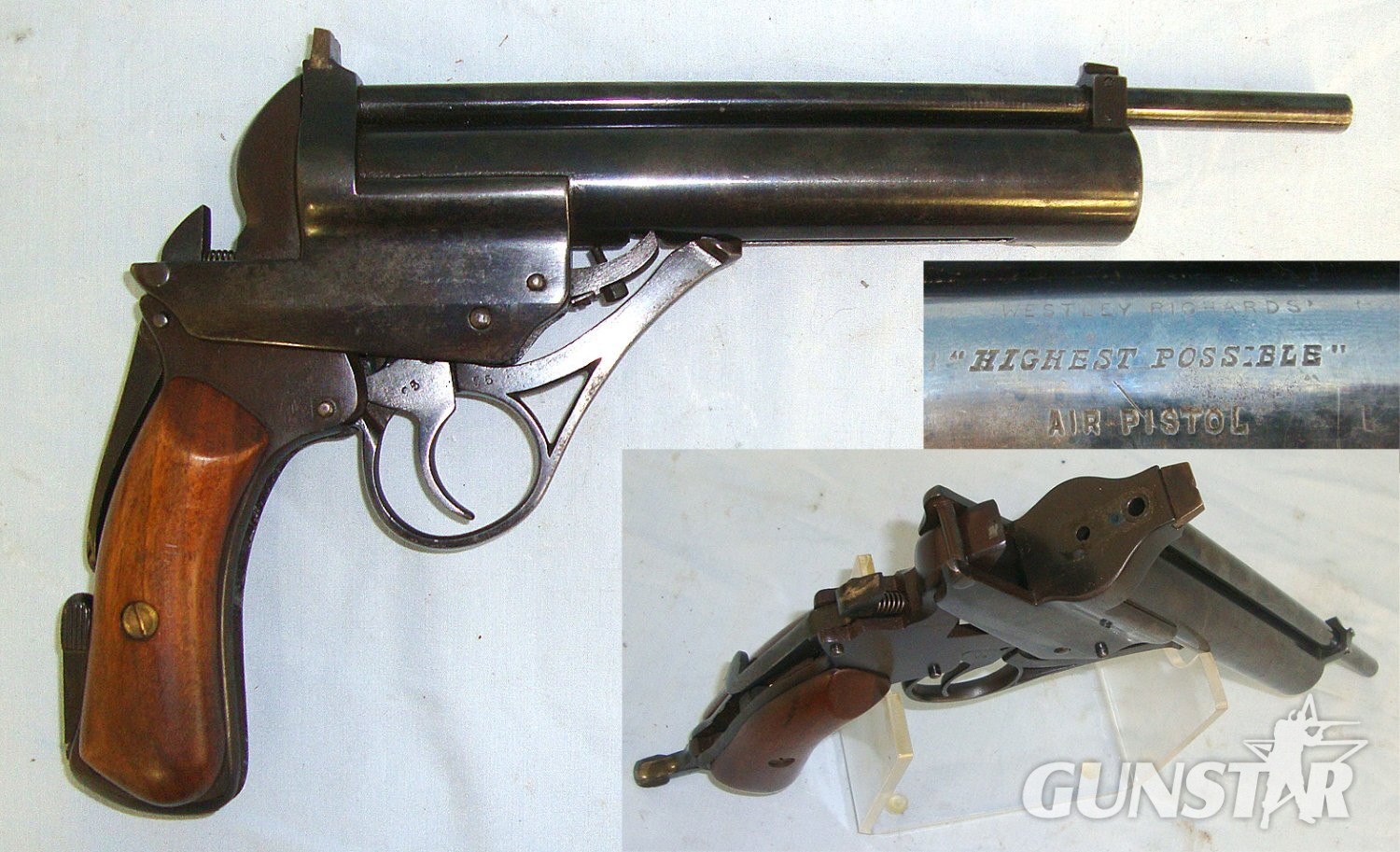 RARE*ONE Of ONLY 1200*MATCHING NUMBERS*POSSIBLE FACTORY SPECIAL ORDER WALNUT GRIPS*British Westley Richards & Co Ltd 2nd Variant Large Frame ‘Highest Possible’ .177 Calibre Air Pistol. Sn 23656 air pistol .177 in 
