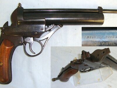 RARE*ONE Of ONLY 1200*MATCHING NUMBERS*POSSIBLE FACTORY SPECIAL ORDER WALNUT GRIPS*British Westley Richards & Co Ltd 2nd Variant Large Frame ‘Highest Possible’ .177 Calibre Air Pistol. Sn 23656 air pistol .177