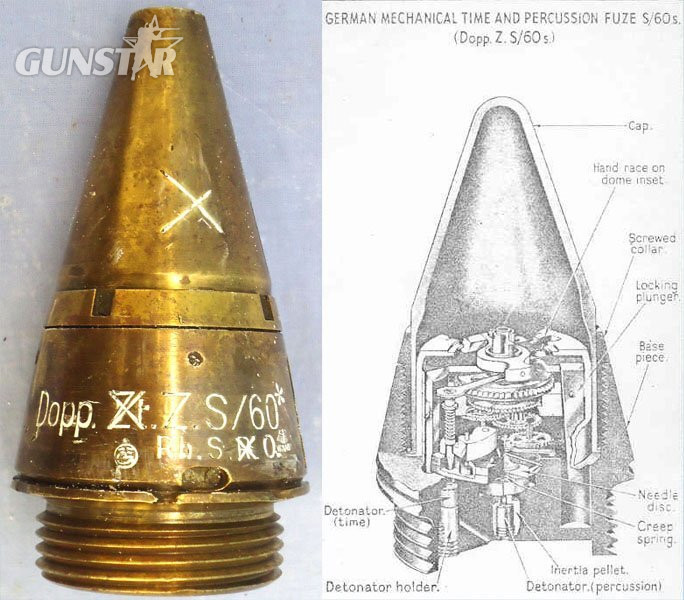  INERT DEACTIVATED. Scarce, Unfired, WW2 era, German Instruction / Drill ZtZ.S/60* Brass Clockwork Time Fuze. - O 2148 INERT DEACTIVATED. Scarce, Unfired, WW2 era, German Instruction / Drill ZtZ.S/60* Brass Clockwork Time Fuze. - O 2148  Other Ammunition