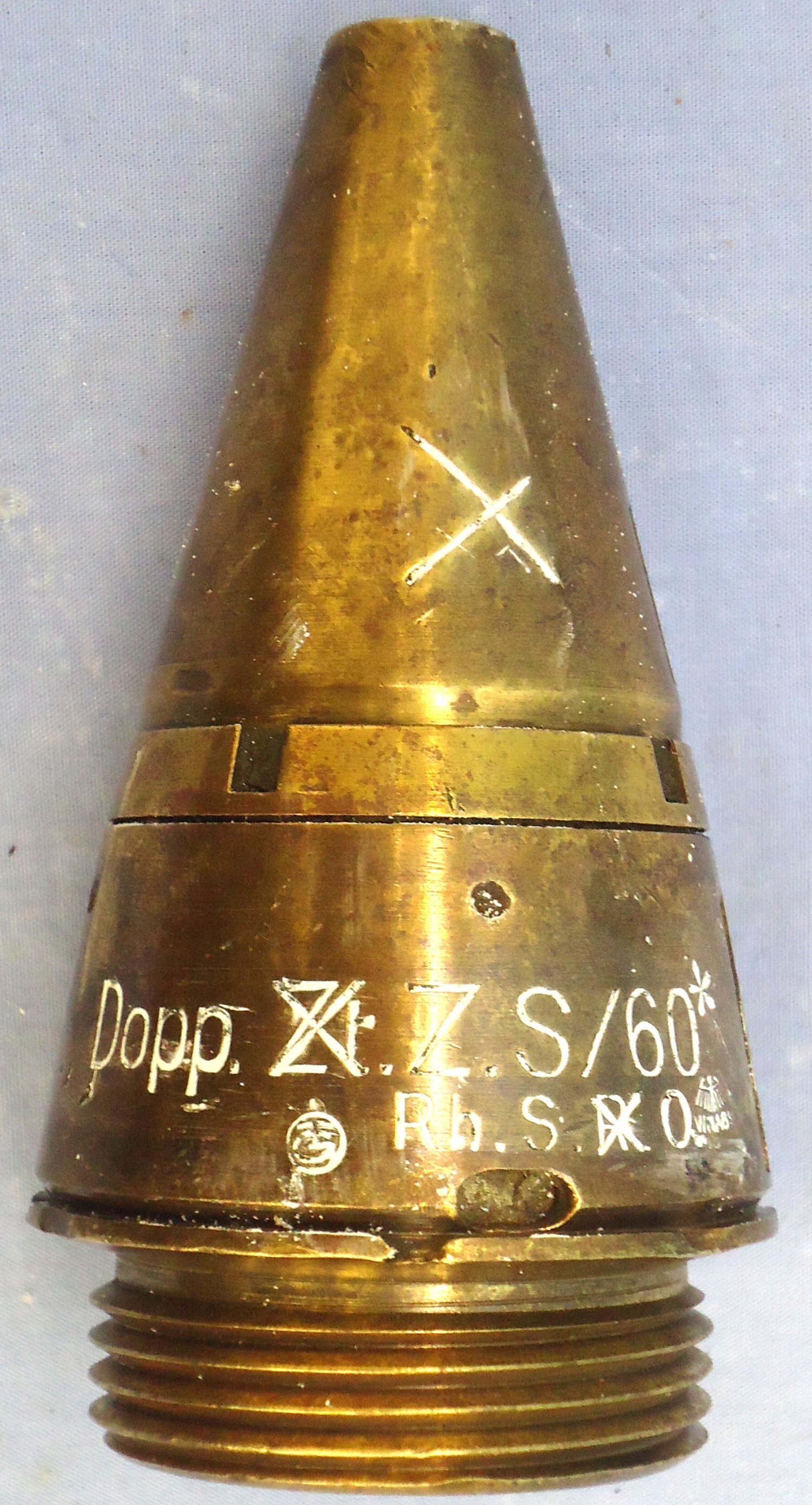 INERT DEACTIVATED. Scarce, Unfired, WW2 era, German Instruction / Drill ZtZ.S/60* Brass Clockwork Time Fuze. - O 2148 INERT DEACTIVATED. Scarce, Unfired, WW2 era, German Instruction / Drill ZtZ.S/60* Brass Clockwork Time Fuze. - O 2148  Other Ammunition - {CATEGORY} in 