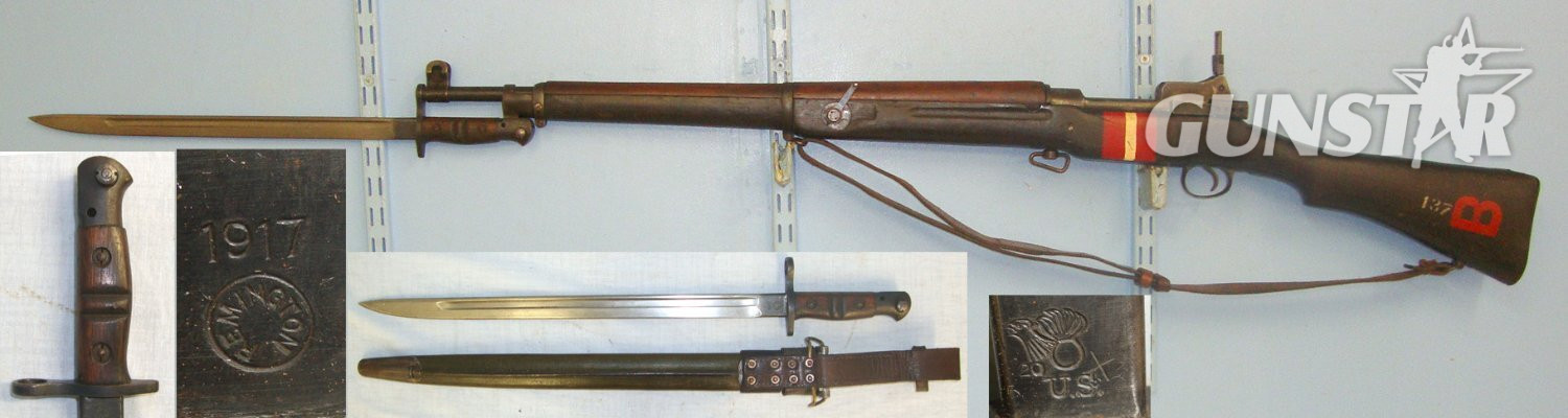  Eddystone (Remington) With Sling, Remington P17 Bayonet, Scabbard & Leather Frog. D 1650 Bolt Action None Rifle