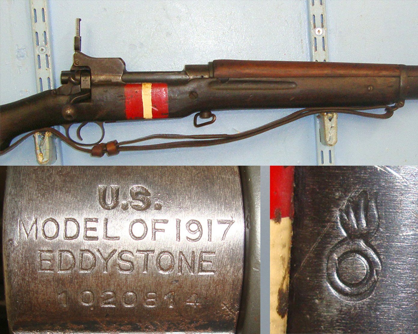 Eddystone (Remington) With Sling, Remington P17 Bayonet, Scabbard & Leather Frog. D 1650 Bolt Action None Rifle