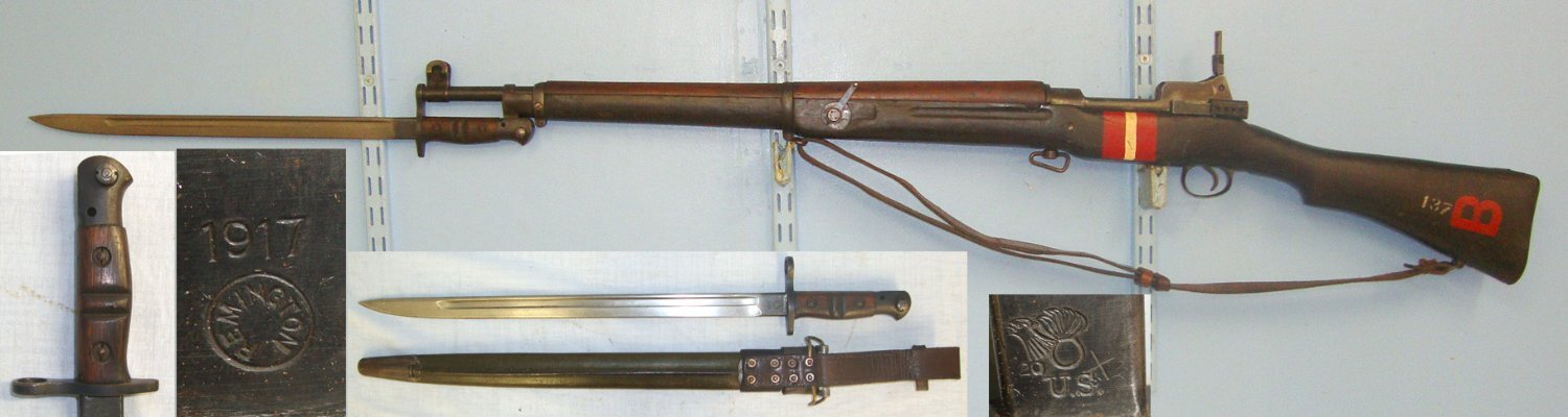  Eddystone (Remington) With Sling, Remington P17 Bayonet, Scabbard & Leather Frog. D 1650 Bolt Action None Rifle