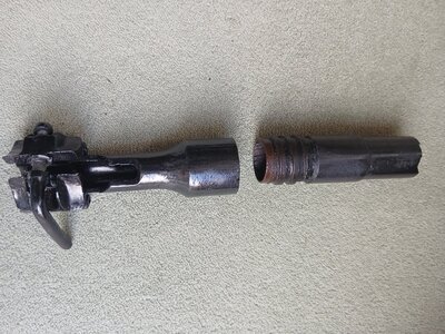German WW2 Schiessbecher Schiessbecher ‘Cup Launcher’ attachments for K98 rifle barrel with sight with Gewehrssprengergranate-Rifle high explosive grenade fully deactivated items included.  2 pieces of cup launcher sight AP projectile last 2 photos added for context, not incl Obsolete  Grenade Launcher