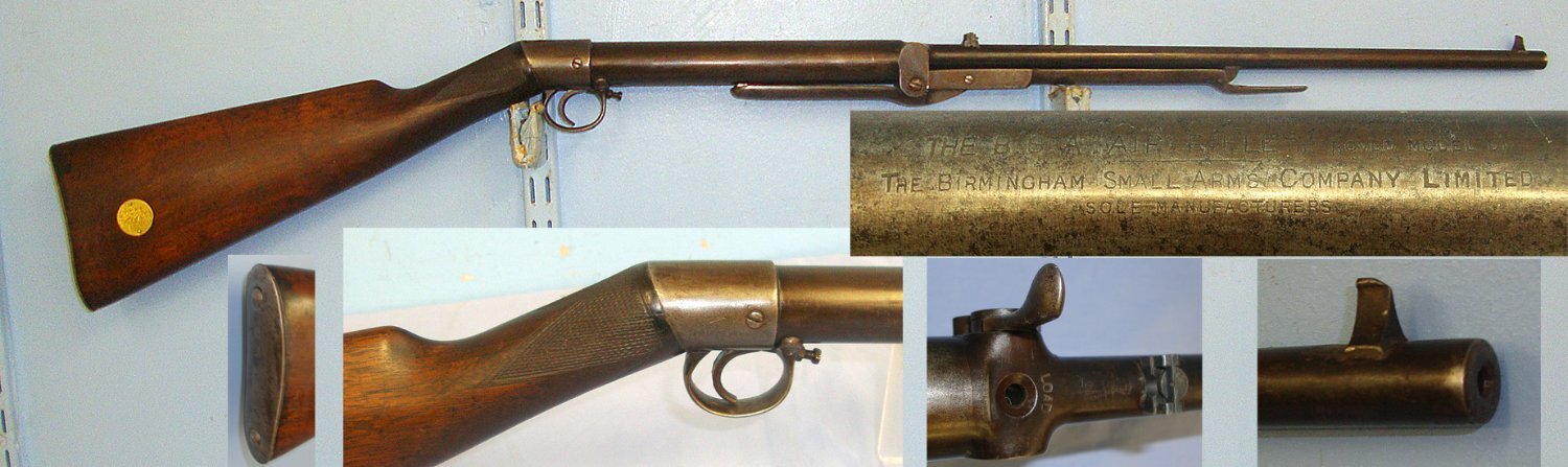 1908-1914 BSA Lincoln Jeffries Patent Improved Model D .177 Calibre Pistol Straight Hand Stock Variant Underlever Air Rifle With Correct ‘Bayonet’ Catch Lever & Correct Cylinder Markings. AI 604 air rifle .177 in 